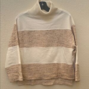 Daily Practice Cream and Tan Turtleneck Sweater